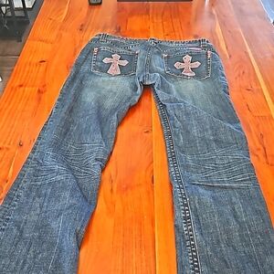 Rock and Roll Cowgirl Women's Jeans 31 w 34 l faded blue wash